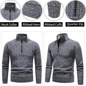 Quarter Zip Sweater Men's‎ Pullover Sweaters Knit Long Sleeve Sweater Men